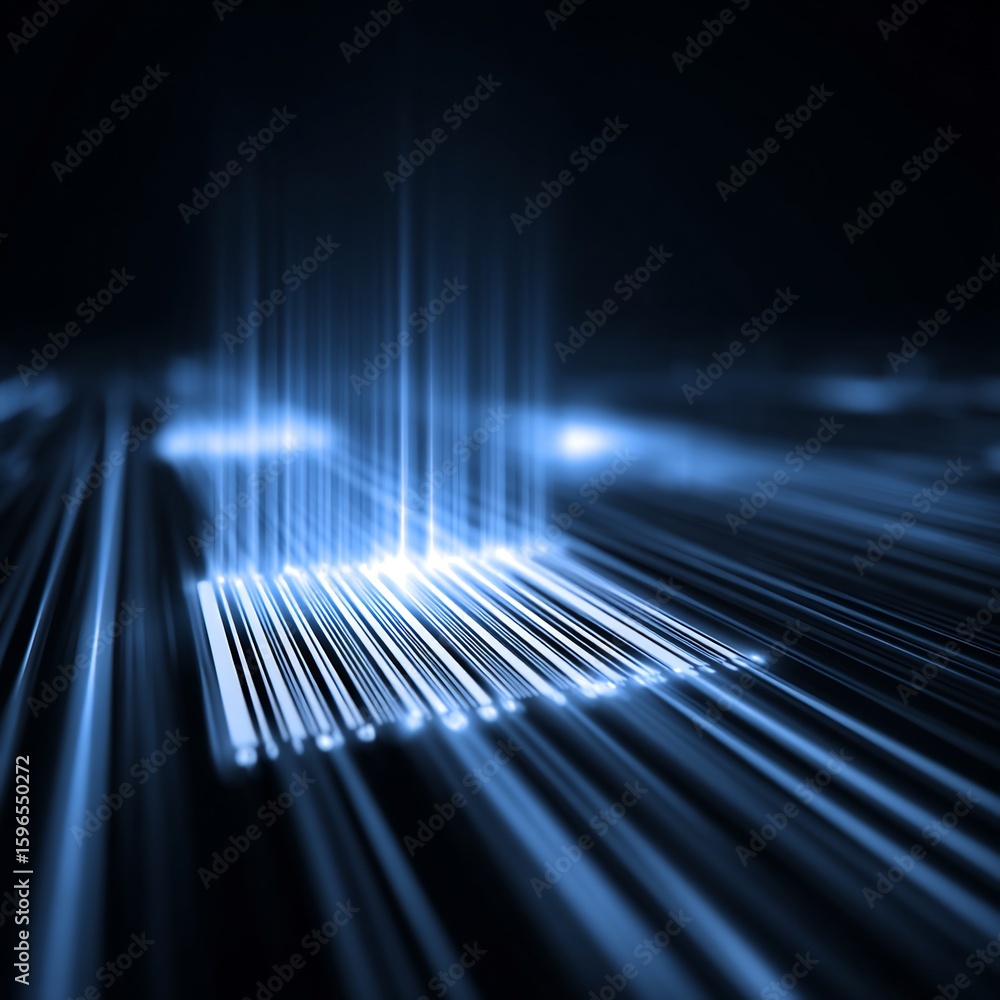 Poster abstract light beams converging creating a futuristic glowing pattern design concept