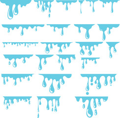 Fototapeta premium Splash with droplets water drops shapes set of water drops