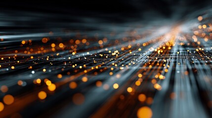 Abstract data stream visualization representing connectivity and processing power