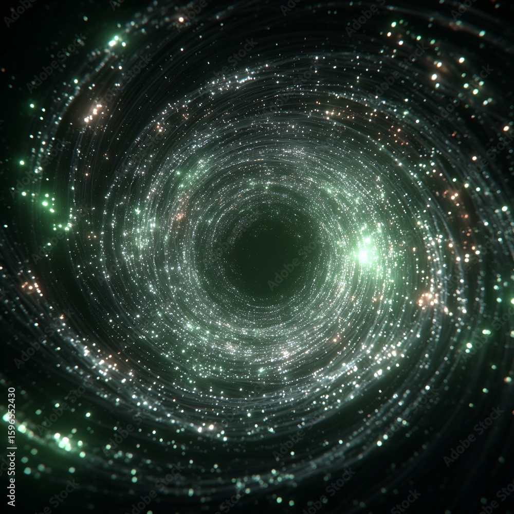 Poster Cosmic vortex abstract background with swirling particles creating an ethereal depth