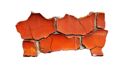 Old Red Brick Wall Texture Isolated on White Background