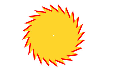 Yellow circle with sharp red triangular spikes forming a dynamic radial pattern. Abstract sun-like element for creative designs, overlays, or attention graphics