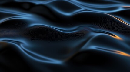 Abstract dark blue fabric folds, dynamic waves, glowing highlights,  background