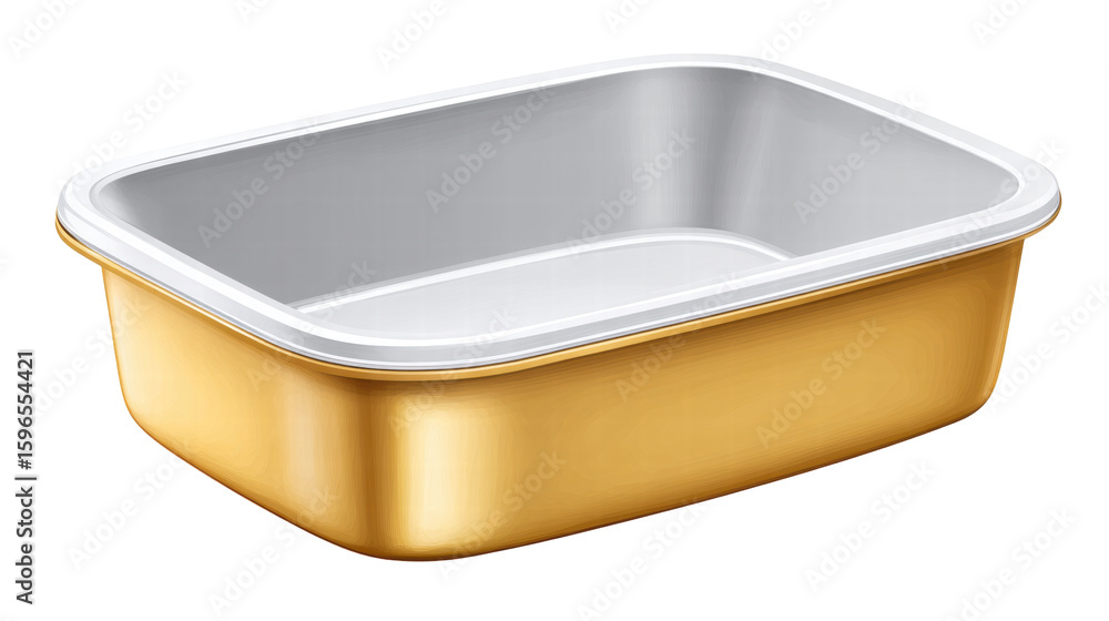 Poster rectangular container isolated on transparent background with shiny gold and silver colors