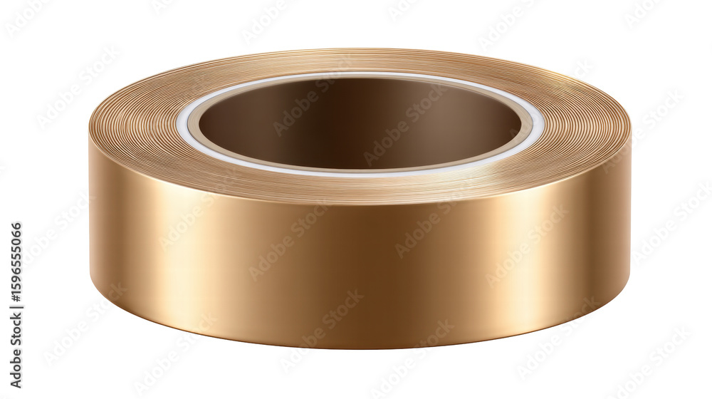 Poster gold tape isolated on transparent background with shiny metallic surface and roll shape