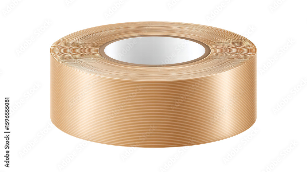 Poster roll of brown packing tape isolated on transparent background with smooth texture