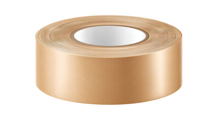 Roll of brown packing tape isolated on transparent background with smooth texture