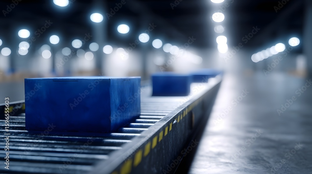 Poster automated sorting system in a warehouse with sharp lighting