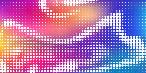 A vibrant abstract futuristic gradient wave with moving dots. Particle flow with glitch effect. Vector graphics ideal for brochures, flyers, magazines, business cards, and banners. Vector.