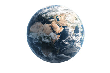 Detailed Earth Globe with Clouds on Transparent Background