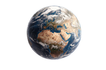 Detailed Earth Globe with Clouds on Transparent Background