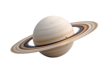 Majestic Saturn Planet with Moon and Rings on Transparent Background