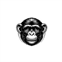 Obraz premium Detailed Black and White Chimpanzee Face Illustration.