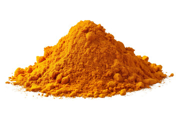 Bright Orange Turmeric Powder Pile on Transparent Background