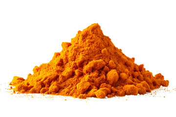Bright Orange Turmeric Powder Pile on Transparent Background