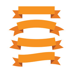 Set of Orange Ribbon Banners
