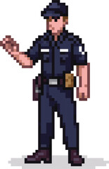 Fototapeta premium Airport Security Agent Pixel Art