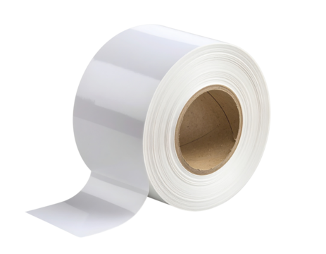 Roll of custom printed tape with blank surface design, isolated on a transparent background