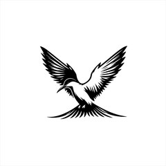 Fototapeta premium Stylized Black and White Bird in Flight.