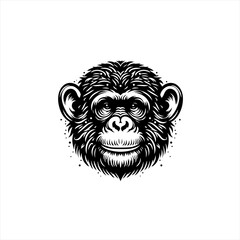 Obraz premium Stylized Black and White Chimpanzee Face Illustration.