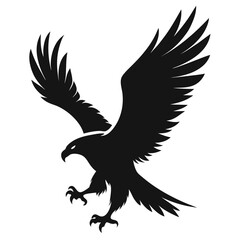Flying Eagle Landing black Vector