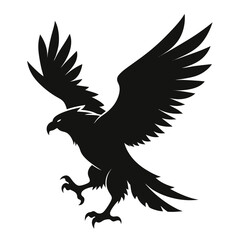 Flying Eagle Landing black Vector