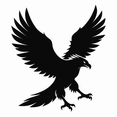 Flying Eagle Landing black Vector