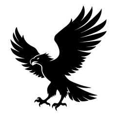 Flying Eagle Landing black Vector