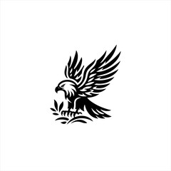 Obraz premium Stylized Black Eagle with Wings Spread.