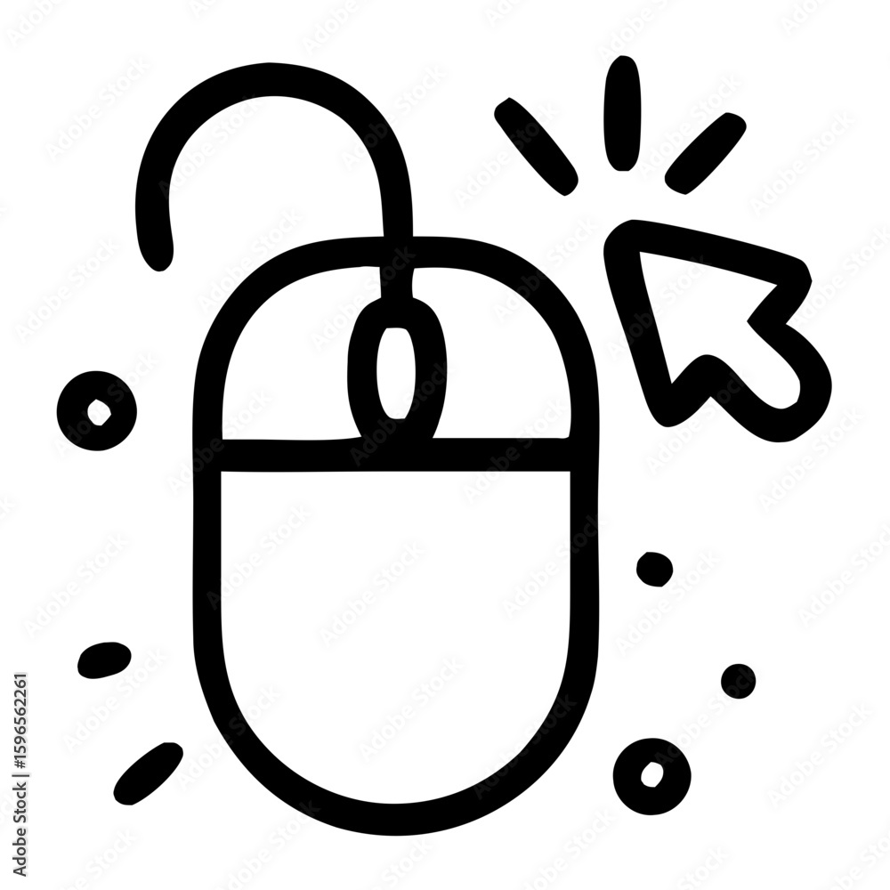 Poster simple line art computer mouse click pointer technology icon symbol