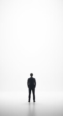 Fototapeta premium Solitary Businessman Facing Bright Future, Minimalist Back View