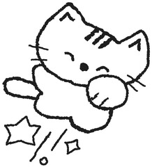 고양이 라인 드로잉 손그림 일러스트