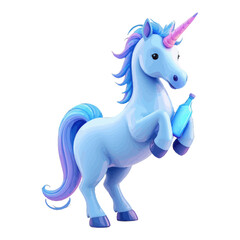 Adorable Cartoon Unicorn Holding Potion or Medicine Bottle

