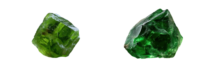 Studio exploration of natural green crystals and gemstone beauty on transparent background