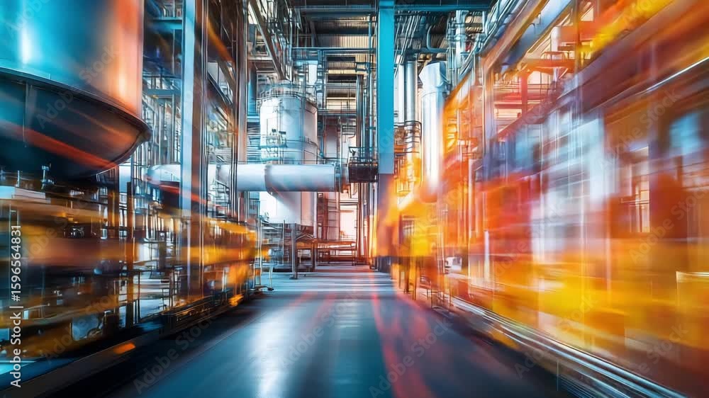 Aufkleber interior of a modern factory featuring advanced machinery and dynamic operational activities taking 