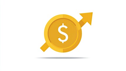 Golden Coin with Upward Arrow: Financial Growth Concept