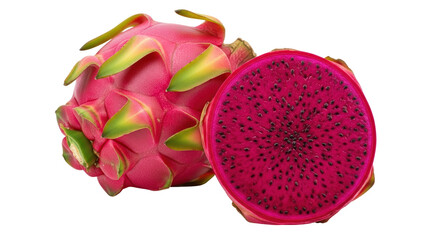 Isolated Dragon fruit with half