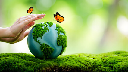 Protecting Our Earth A Gentle Touch Nurturing a Green Planet for Future Generations A Symbol of Environmental Stewardship and Sustainable Living A Call to Action