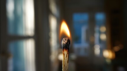 Close-up of a burning match.