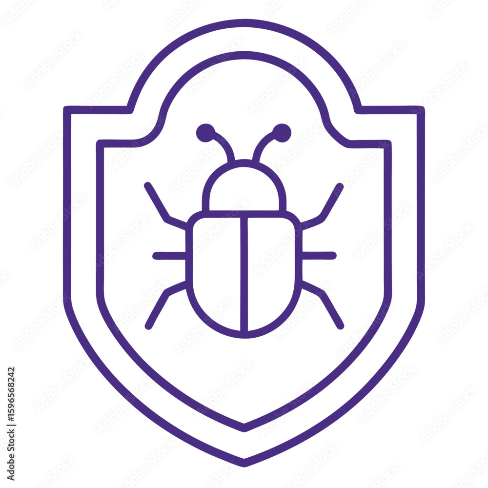 Fototapete Simple Security Related Vector design Line black icon Bug on white background
