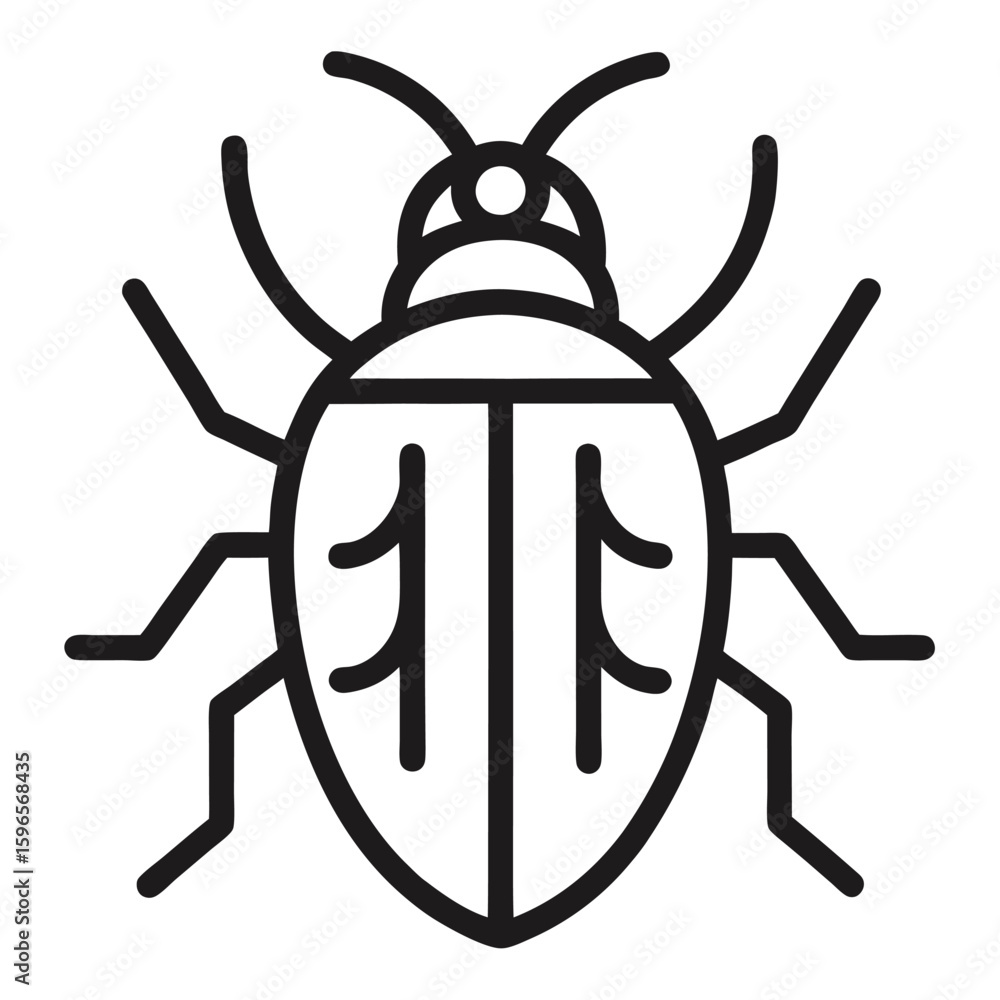 Poster simple security related vector design line black icon bug on white background
