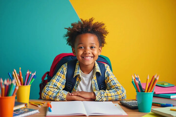 Colorful Flat Lay of School Items and Creative Back to School