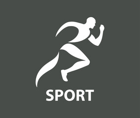 Running Man silhouette Logo, Marathon logo template