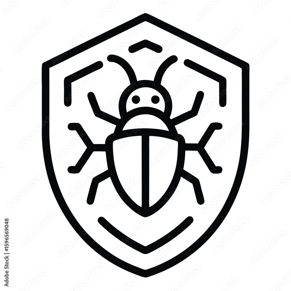 Fototapete Simple Security Related Vector design Line black icon Bug on white background