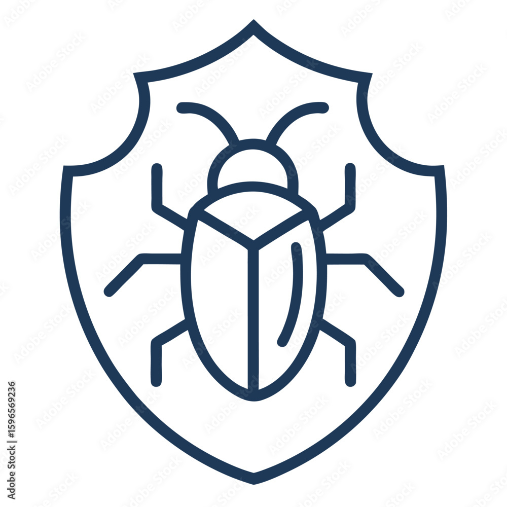 Fototapete Simple Security Related Vector design Line black icon Bug on white background