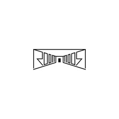 Room geometric text logo idea.