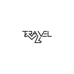 Travel walking typographic logo.