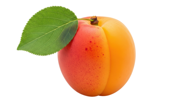 Isolated Fresh Apricot with Leaf