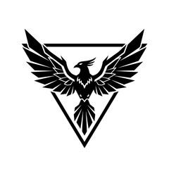 Obraz premium Phoenix Logo in Triangle - Symbol of Rebirth and Strength