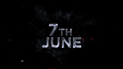 7 June Logo, The seven of june is shown with smoky, ethereal text and glowing embers